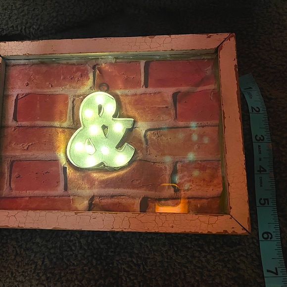 Handmade Shabby Chic Galvanized Metal Ampersand “&” Sign w/ String lights Brick - Picture 5 of 9